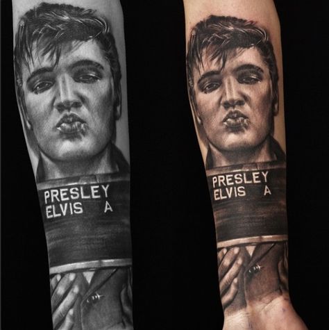 Elvis Sleeve Tattoo, Elvis Portrait Tattoo, Superstar Tattoo, Elvis Presley Tattoo, Jail Tattoos, Elvis Presley Art, Elvis Tattoo, Arm Tattoos For Guys Forearm, Jordan Art