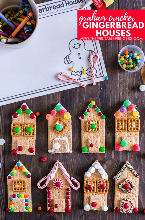 Flat Gingerbread House Ideas, Winter Cricut Crafts, Alternative To Gingerbread House, Christmas Desserts To Make With Kids, Gingerbread Classroom Transformation, Gingerbread Games For Kids, Graham Cracker Gingerbread House Ideas, Graham Cracker Gingerbread Houses, How To Make Graham