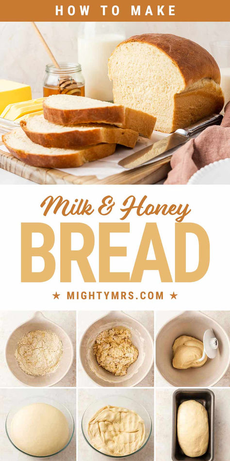 How to Make 5-Ingredient Milk & Honey Bread Homemade Honey Sandwich Bread, Organic Homemade Bread, Fast Yeast Bread Recipe, Easy Honey Bread, Egg Bread Recipe Homemade, Bread Recipes With Milk, Bread Recipes With Evaporated Milk, Homemade Easy Bread Recipes, Soft Fluffy Sandwich Bread