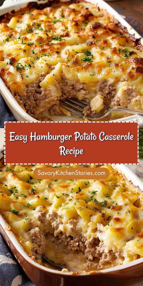 Looking for a comforting meal that the whole family will love? This Easy Hamburger Potato Casserole Recipe brings together hearty ground beef and tender potatoes for a satisfying dish. Don’t forget to save this recipe for busy weeknights when you need a quick and delicious dinner idea! Hamburger And Potato Casserole, Hamburger Potato Casserole, Casseroles Recipes, Hamburger And Potatoes, Potatoes And Cheese, Hamburger Casseroles Recipes, Beef Potatoes, Ground Beef And Potatoes, Easy Hamburger