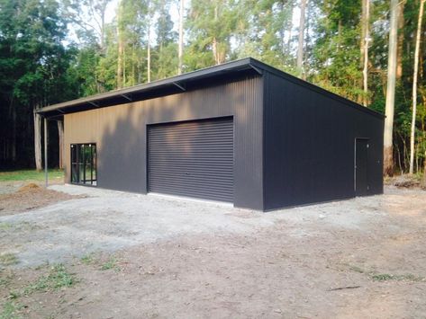 Skillion Roof Garage, 2 Car Detached Garage Designs, Skillion Roof Shed, Skillion Shed, Machinery Shed, Skillion Garage, Shed Roof Garage, Flat Roof Garage, House Exterior Cladding