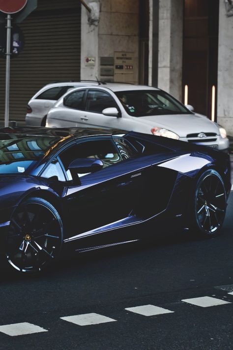 Lamborghini// I know it's black but it kinda looks like a dark navy blue. That would be an awesome color for a Lamborghini!! Blue Lamborghini, Living In Car, New Luxury Cars, Luxurious Cars, Luxury Aesthetic, Love Car, Car Photography, Sports Cars Luxury, Lamborghini Aventador