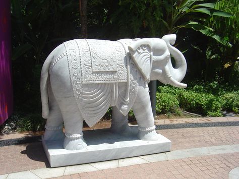 Singapore Gardens By The Bay, Marble Elephant, Marble Products, Oil Painting Woman, Elephant Carving, Painting Woman, Elephant Statue, Gardens By The Bay, Animal Sculpture