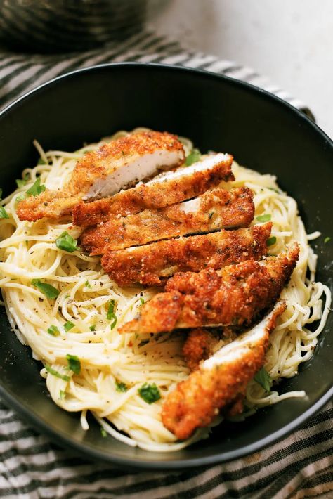 Crispy Chicken Cutlets, Pasta Roni, Cutlet Recipes, Chicken Cutlet Recipes, Recipe With Chicken, Breaded Chicken Cutlets, Lauren Lane, Chicken Cutlet, Chicken Parmesan Pasta