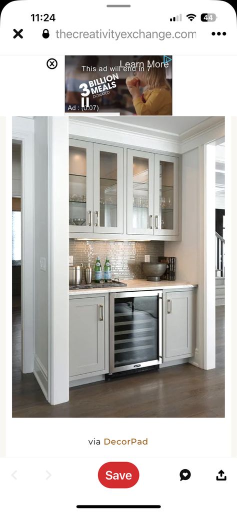 Built In Kitchen Desk Repurpose Ideas, Pantry With Wine Fridge, Wine Refrigerator Cabinet, Wine Fridge Cabinet, Built In Bar Cabinet, Bar Pantry, Dining Room Built Ins, Dining Room Built In, Coffee Station Kitchen