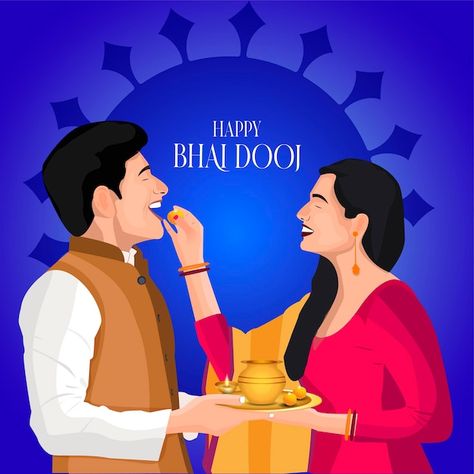 Bhai Dooj Painting, Bhai Duj Status, Rangoli For Bhai Dooj, Brother And Sister Illustration Art, Bhaiduj Images, Bhai Dooj Drawing, Bhai Dooj Wishes For Brother, Bhai Dooj Rangoli Designs, Brother Sister Painting