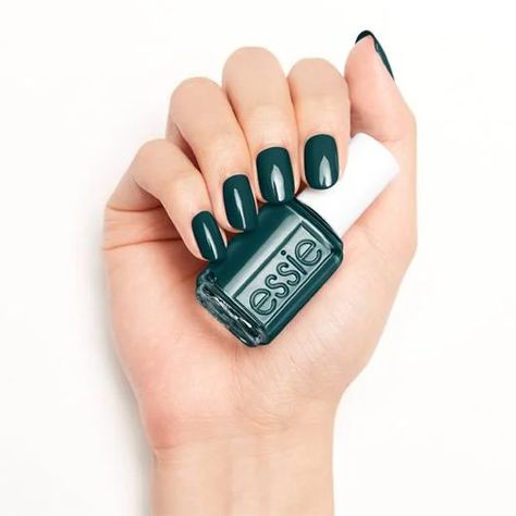 Lucite Of Reality - Green Nail Polish - Essie Dark Green Nail Polish, Navy Blue Nail Polish, Grey Nail Polish, Essie Nail Colors, Navy Blue Nails, Dark Green Nails, Purple Nail Polish, Green Nail Polish, Black Nail Polish