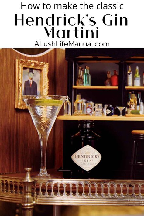 Hendrick's Gin is world famous and so is their iconic Martini. Now you can make it at home with this simple recipe, plus there is a smaller version of it! #Gin #Cocktail #Recipe #Martini Hendricks Gin Cocktails, Gin Martini Recipes, Sweet Martini Recipes, Dry Gin Martini, Best Martini Recipes, Dirty Martini Recipe, Sweet Martini, Lemon Martini, How To Make Gin