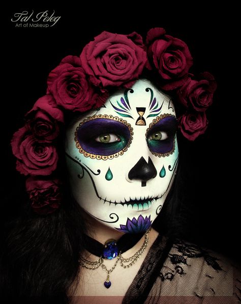 Los 10 mejores trabajos de maquillaje de Tal Peleg Makijaż Sugar Skull, Skull Face Makeup, Day Of The Dead Mask, Halloween Sugar Skull, Sugar Skull Face, Dead Makeup, Sugar Skull Halloween, Day Of The Dead Art, Sugar Skull Makeup