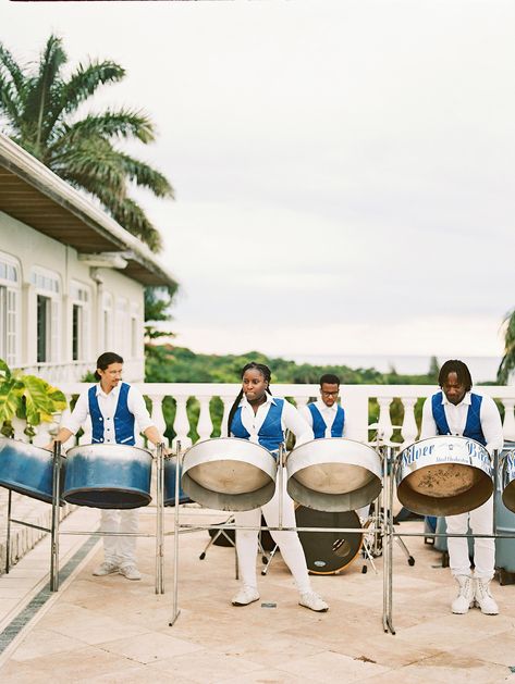 Wedding Jamaica, Jamaican Beaches, Tropical Wedding Ideas, Bride Groom Dancing, Barbados Wedding, Jamaican Wedding, Destination Wedding Caribbean, Steel Drums, Drum Band