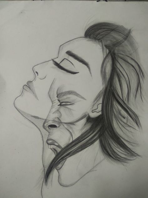 Screaming Side Profile, Angry Drawing Feelings, Girly Sketches, Side Face Drawing, Screaming Drawing, Drawing Feelings, Charcoal Sketches, Hurt Pain, Girl Face Drawing