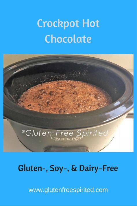 Crockpot Hot Chocolate Non Dairy, Crockpot Hot Chocolate Dairy Free, Crockpot Hot Chocolate Recipe Dairy Free, Dairy Free Crockpot Hot Chocolate, Dairy Free Hot Chocolate Crockpot, Chocolates Making, Crockpot Dairy Free, Crock Pot Hot Chocolate Recipe, Gluten Free Hot Chocolate