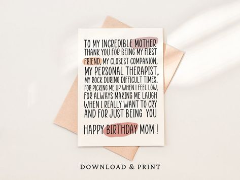 Happy Birthday Mom From Daughter, Schedule Journal, Birthday Message For Mom, Birthday Card For Mom, Happy Birthday Sis, Birthday Cards For Mother, Digital Birthday Cards, Card For Mom, Sister Birthday Card