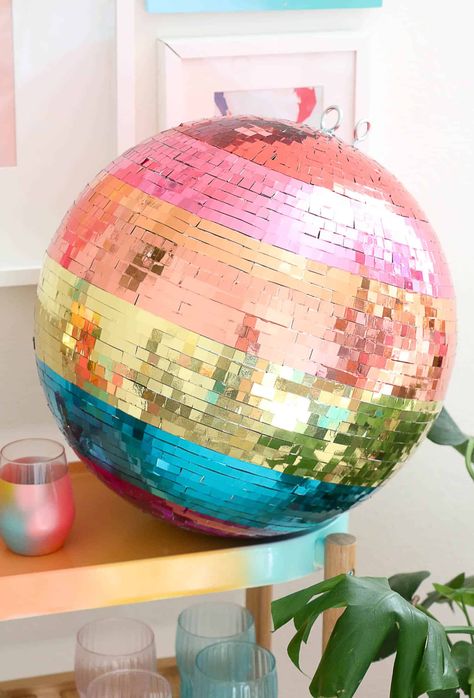 Rainbow Disco Ball, Diy Disco Ball, Disco Birthday Party, Disco Party Decorations, Rainbow Parties, Diy Bachelorette Party, Bridal Shower Diy, A Beautiful Mess, Diy Bridal