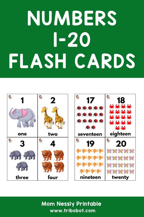 Numbers Flash Cards Number Cards 1-20 Free Printable, Free Printable Numbers, Learn Numbers, How To Focus Better, Learning Shapes, Printable Flash Cards, Printable Numbers, Preschool Printable, Free Preschool