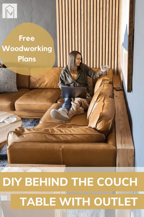 Behind Couch Table Diy, Diy Behind The Couch Table, Hidden Electrical Outlets, Table With Outlet, Couch Table Diy, Behind The Couch Table, Sofa Table Behind Couch, Behind Sofa Table, Couch Storage