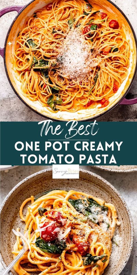 Enjoy a quick and easy one-pot pasta for your spring and summer dinners, made healthy using budget ingredients from Aldi. One pot and a creamy cherry tomato sauce and fresh spinach. One Pot Tomato Pasta, Tomato Spinach Pasta, Healthy Detox Soup, Spinach Tomato Pasta, Mascarpone Sauce, Fresh Tomato Pasta, Creamy Tomato Pasta, Tomato Pasta Recipe, Aldi Meal Plan