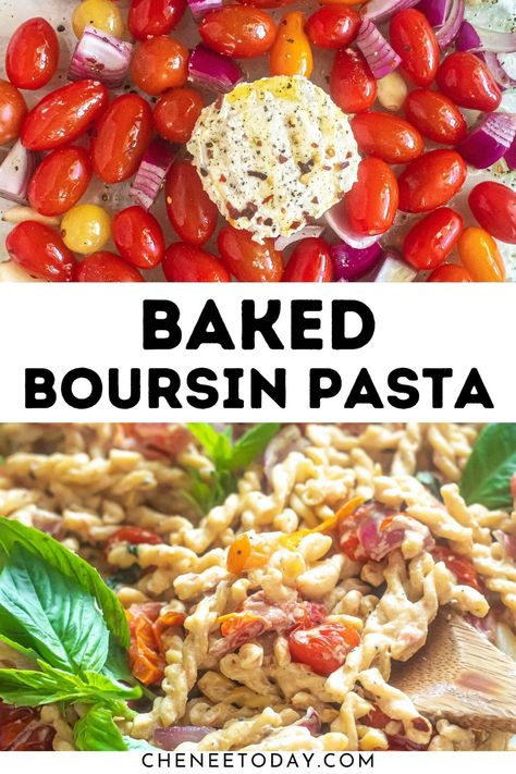 Baked Boursin pasta - Tiktok viral Boursin cheese and tomato pasta is so easy, with a creamy Boursin pasta sauce made right in the pan! Pasta In Air Fryer, Pasta In Oven, Pasta Wednesday, Cheese And Tomato Pasta, Baked Boursin Cheese, Baked Boursin Pasta, Boursin Cheese Pasta, Boursin Pasta Recipe, Baked Boursin