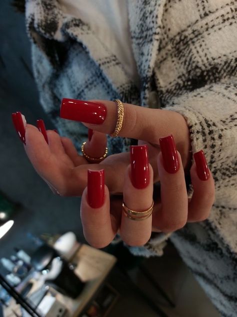 Long Red Nails, Long Square Nails, Red Acrylic Nails, Red Nail, Bling Acrylic Nails, Pink Acrylic Nails, Square Acrylic Nails, Fire Nails, Pretty Acrylic Nails