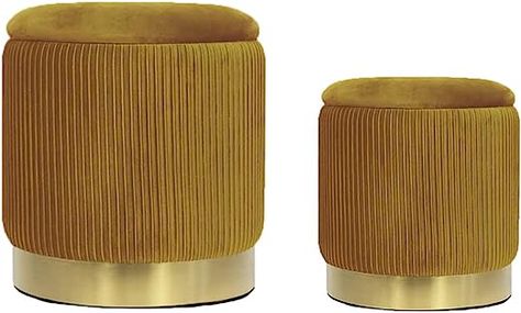 YYW HOME Ottoman with Storage - Velvet Ottoman for Living Room, Velvet Storage Ottoman for Kids Room,Gold Ottoman with Storage, Vanity Chair for Bedroom,Set of 2 Velvet Ottoman (Mustard Yellow) Velvet Storage Ottoman, Gold Ottoman, Ottoman For Living Room, Storage Vanity, Chair For Bedroom, Ottoman Chair, Ottoman With Storage, Round Storage Ottoman, Velvet Design