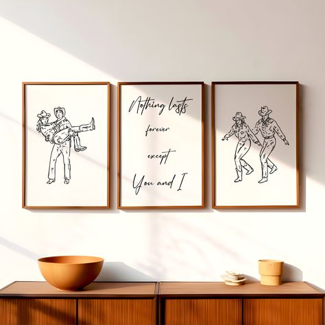 Wall Decor Couples Bedroom, Young Couple Apartment, Couples Bedroom Wall Decor, Wall Art For Couples, Cowboy Couple, Black And White Country, Cowboy Artwork, Cowboys Sign, Western Bedroom Decor