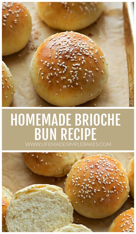 Burger Buns Recipe, Hamburger Bun Recipe, Homemade Brioche, Homemade Buns, Juicy Burger, Brioche Bun, Brioche Bread, Bread Bun, Hamburger Buns