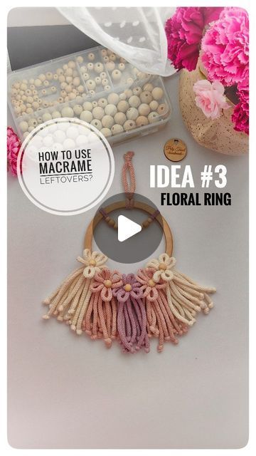 Poly Tusal Handmade | Macrame Pattern Designer on Instagram: "How to use MACRAME LEFTOVERS? Idea #3 🌸 Floral RING 😍  I'm so in love with this final result 💞 COMBINE with different colors, to get a unique decoration 😍  1. Use only braided cords! I used 5mm braided cord.  2. The beads are optional, you can make flowers without them 😉 3. Use the ring whatever you have 😉 Any type will be fine 👍  Let me know how do you like it or are you waiting for more ideas 🤓 Any suggestions, just feel free 😉  Don't forget about my unique Macrame Patterns for beginners and Advanced 🤓 check out my ETSY store for written tutorials 🥰 . . . . . . . . . #learnmacrame #macramematerial #macramelover #macrameteacher #macrametutorial #handmademacrame #macrame #makramee #lovemacrame #macramepassion #macrame Diy Gifts That Dont Look Diy, How To Make A Macrame Flower, Macrame Design Ideas, Free Macrame Patterns For Beginners, Macrame Patterns For Beginners, Unique Macrame Ideas, Free Macrame Patterns Tutorials, Macrame Gift Ideas, Macrame Tutorial Beginner