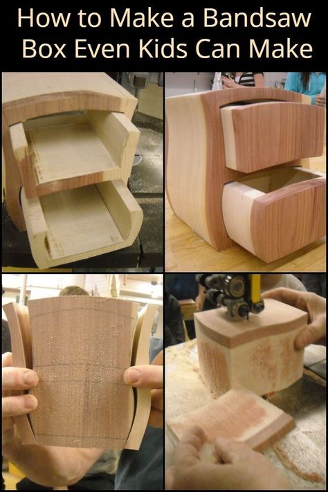 This Unique Bandsaw Box Can Easily be Made by Anyone, Even The Big Kids! Log Art, Kids Woodworking Projects, Unique Wooden Boxes, Bandsaw Projects, Bandsaw Boxes, Bandsaw Box, Liquor Dispenser, Woodworking Bed, Dremel Tool