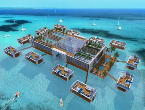 A NEW floating hotel is to open in Dubai – where the luxury villas can turn into boats. The Kempinski Floating Palace will also include 156 rooms within the main hotel, as well as a helipad, restaurants, bars, swimming pools and a spa. Guests will be taken to the hotel by speed boat, with helicopter […] Floating Palace, Boat Restaurant, Luxury Houseboats, Hotel In Dubai, Boat Bar, Floating Architecture, Floating Restaurant, Floating Hotel, Palace Resorts