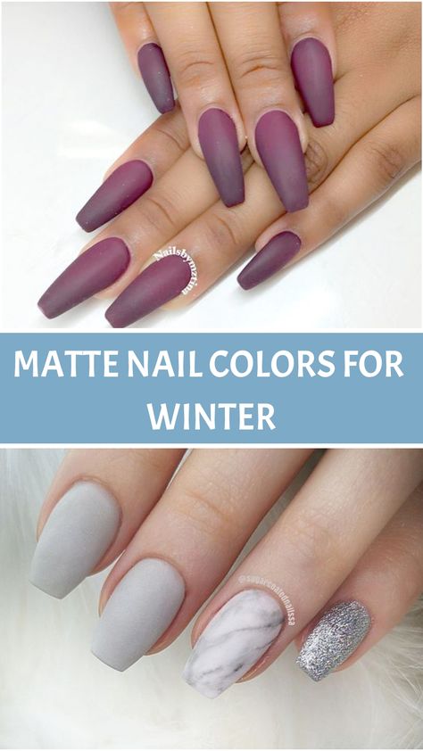 Matte Nail Colors for Winter Winter Matte Nails Colors, Forest Green Nail Polish, Matte Nail Ideas, Nail Colors For Winter, Lavender Nail Polish, Matte Nail Colors, Blush Pink Nails, Blue Nail Color, Plum Nails