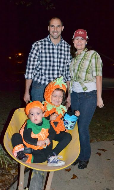 Pumpkin And Farmer Costume, Pumpkin Patch Costume Family, Pumpkin Farmer Costume, Pumpkin Costume Family, Pumpkin Family Costumes, Family Pumpkin Costumes, Farmer Halloween Costume, Farmer Halloween, Farmer Costume