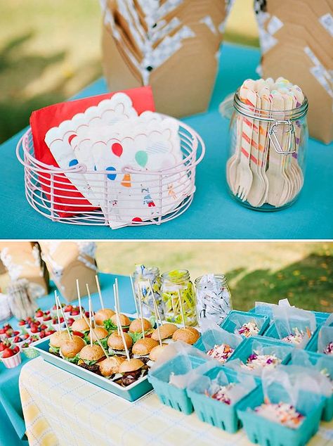 FUN & Colorful Backyard First Birthday! // Hostess with the Mostess® Birthday Cookout Ideas, Birthday Bbq Food, Backyard First Birthday, Backyard Bbq Birthday Party, Birthday Cookout, Colorful Backyard, Bbq Birthday Party, Birthday Party At Park, Kids Birthday Party Food