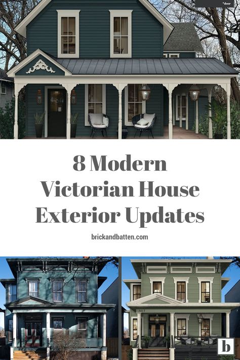 Victorian Porches Ideas, Modern Victorian Renovation, Updating Victorian Home, Victorian Home Update, Folk Victorian Renovation, Modern Victorian Porch, Victorian Farmhouse Porch, 1910 Victorian House, Victorian Home Porch