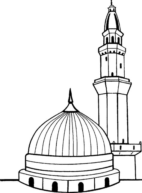 Kaaba Outline Coloring Page Masjid Nabawi, Mosque Art, Islamic Art Canvas, Calligraphy Wall Art, Islamic Art Pattern, Islamic Artwork, Islamic Paintings, Arabic Calligraphy Art, Islamic Design