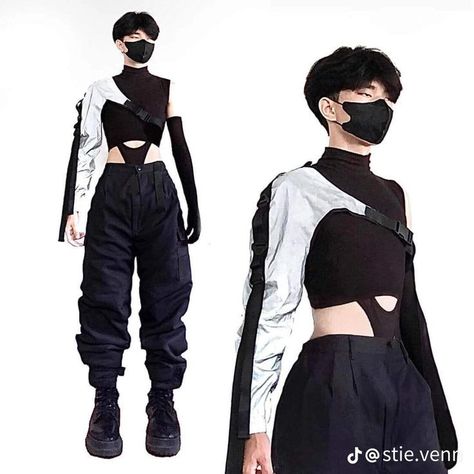 Outfit References Male, Tech Wear Fashion Men, Futuristic Male Outfit, Cyberpunk Formal Wear, Futuristic Style Men, Male Pole Dancer Outfit, Cyberpunk Aesthetic Fashion Men, Smart Clothing Technology, Future Clothes Concept