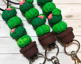 Polymer Clay Teacher Bracelet, Polymer Clay Lanyards, Teacher Beaded Keychain, Polymer Clay Teacher Lanyard, Resin Teacher Lanyard, Polymer Clay Beads Diy, Polymer Clay Owl, Safety Pin Jewelry, Handmade Keychains