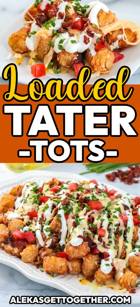 Delicious Loaded Tater Tots, also known as "tachos" are the ULTIMATE comfort food! These golden nuggets of joy are the perfect blend of crunchy, cheesy, and downright addictive. And to make them even better, we'll be using Oléico® high oleic safflower oil for that extra crispy, guilt-free indulgence. Loaded Tots Appetizers, Loaded Tater Tots Recipe Appetizers, Loaded Tots Recipes, Tachos Tater Tots, Loaded Tater Tots Recipes, Tater Tot Poutine, Dinner Recipes 2023, Totchos Tater Tots, Party Small Bites