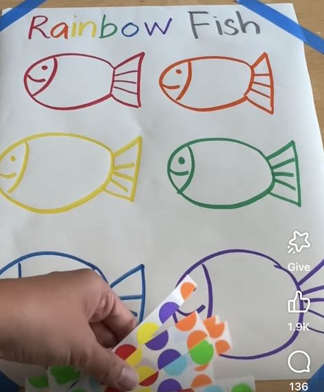 Rainbow Fish Activities, Preschool Fine Motor Activities, Fish Activities, Homeschool Preschool Activities, Dot Stickers, Easy Toddler Activities, Nursery Activities, Kindergarden Activities, Montessori Toddler Activities