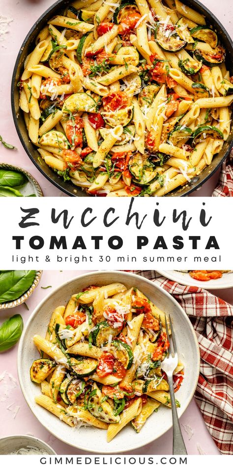 Tomato Zucchini Pasta Healthy Dinner Recipes For Family No Meat, Healthy Tomato Zucchini Pasta, Spagetti Zucchini Recipes, Pasta Ideas Vegetarian, Pasta Sauce With Vegetables, Simple But Healthy Dinners, Easy Meals With Zucchini, Lunch With Zucchini, Light Veggie Dinner Recipes