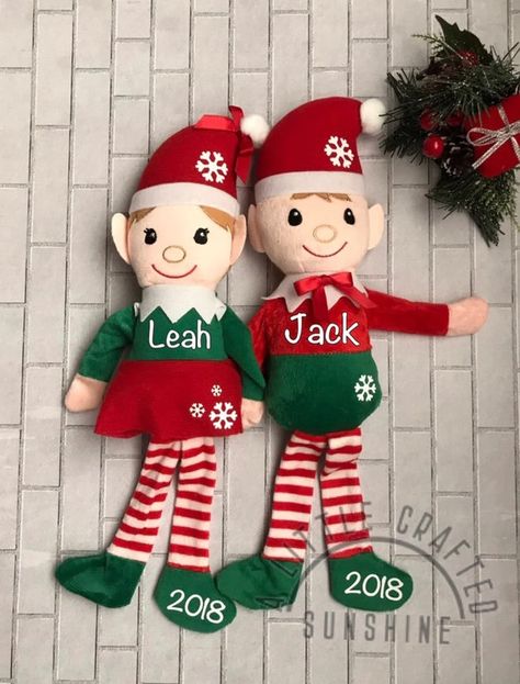 Personalized Christmas Elf/girl/boy plush/with | Etsy Elf Party, Elf Crafts, Elf Christmas Decorations, Christmas Elf Doll, Elves Gift, Cricut Christmas Ideas, Elf Decorations, Christmas Cricut, Elf Girl