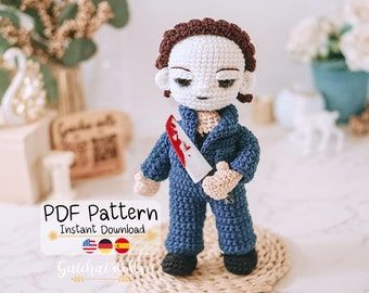 Crochet Michael Myers Pattern, Crochet Michael Myers, Michael Myers Crochet, Crochet Plushies, Crochet Pattern Amigurumi, Yarn Thread, Crochet Hook Sizes, Michael Myers, Crochet Basics