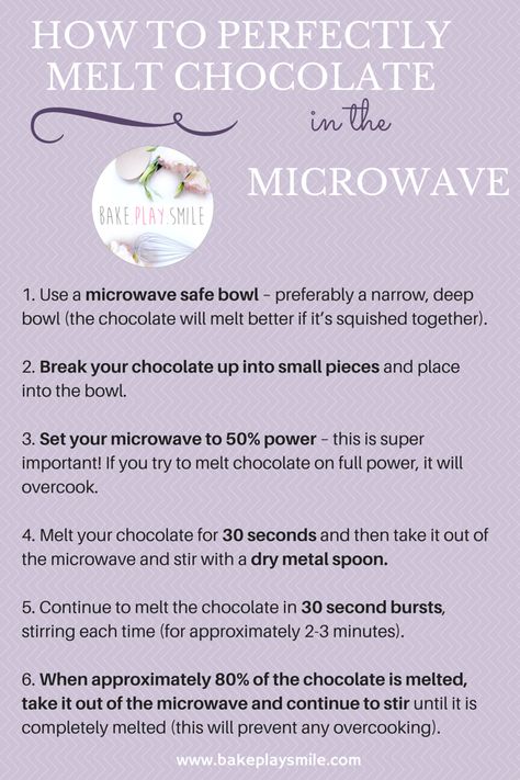 How to perfectly melt chocolate in the microwave How To Melt Chocolate, Spanish Hot Chocolate, Cooking Conversion Chart, Melt Chocolate In Microwave, Microwave Baking, Candy Recipes Homemade, Amish Recipes, Sweet Sauce, Morning Tea