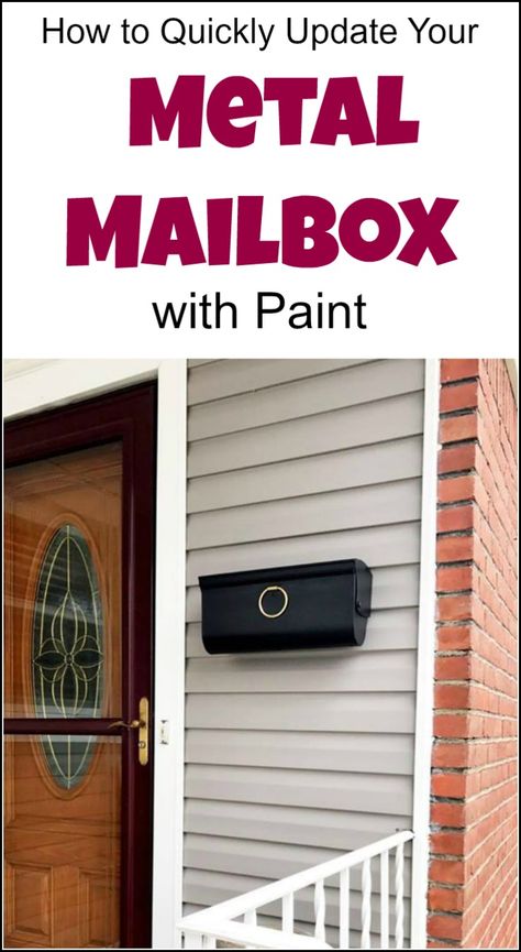 How to Quickly Update Your Metal Mailbox with Paint. How to prep and paint an old metal mailbox. Even rusted metal mailboxes can be revived. | paint mailbox | paint metal | mailbox paint | diy mailbox | painted mailbox ideas | painted mailbox | handpainted mailboxes | mailbox makeovers | mailbox makeover via @justthewoods Wall Mailbox Ideas Front Doors, Paint Mailbox Diy, Paint Mailbox, Mailbox On House, Painted Mailbox, Mailbox Makeover, Painted Mailboxes, Diy Mailbox, Mailbox Ideas