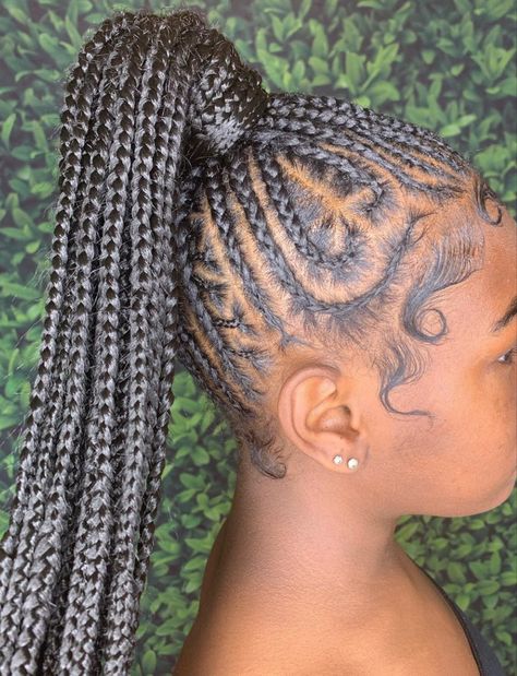 Feed In Ponytail With Curly Hair, Cornrow Ideas Heart, Braided Hairstyles Pink, Feed In Ponytail With Heart, Cornrow Ponytail With Heart, Corn Rows Braids Black Women With Heart, Braided Up Ponytail, All Back Conrow With Heart, Hairstyles Y2k