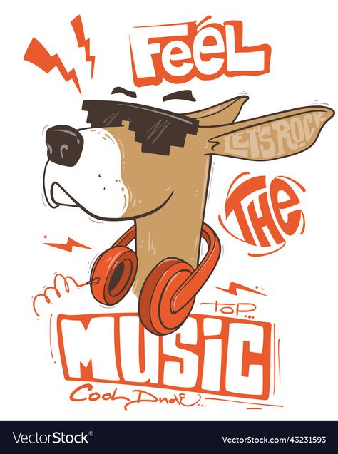 Dog Headphones, Dog With Headphones, Tshirt Vector, T-shirt Design Illustration, Design Dragon, T Shirt Logo Design, Design Jersey, Shirt Logo Design, Tshirt Printing Design