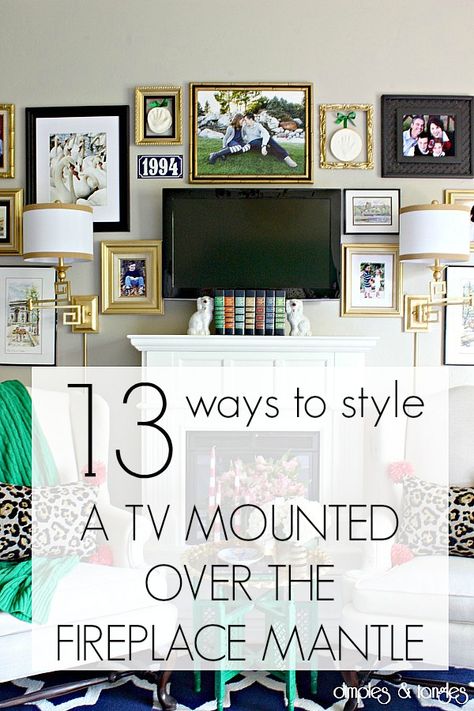 Mantel Styling With Tv, Style Mantel With Tv, Fireplace Styling With Tv, Tv On Mantle Not Mounted, Decorating Mantel Ideas With Tv, Decorating A Mantle With A Tv Above It, Mantle Styling With Tv, Fireplace Mantel With Tv, Mantel With Tv Decorating Ideas