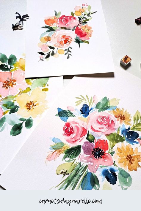 Comment peindre un bouquet aquarelle Diy Painting, Composition, Flowers, Art