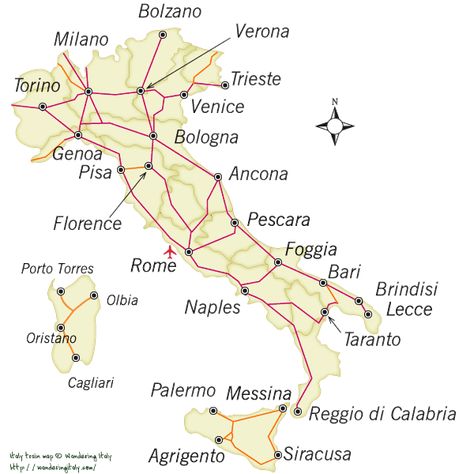 Train Map, Italian Travel, Tuscany Travel, Train Route, Italian Vacation, Italy Holidays, Sardinia Italy, Italy Map, Italy Trip