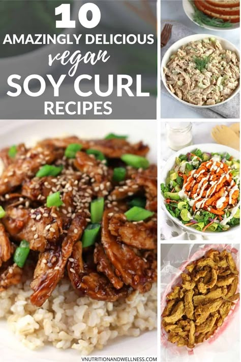 Soy Protein Recipes, Soy Curl Recipes, Tvp Recipes, Soy Curls Recipes, Vegan Chicken Noodle Soup, Vegan Chicken Salad, Vegan Jerky, Vegan Meat Substitutes, Vegan Fried Chicken