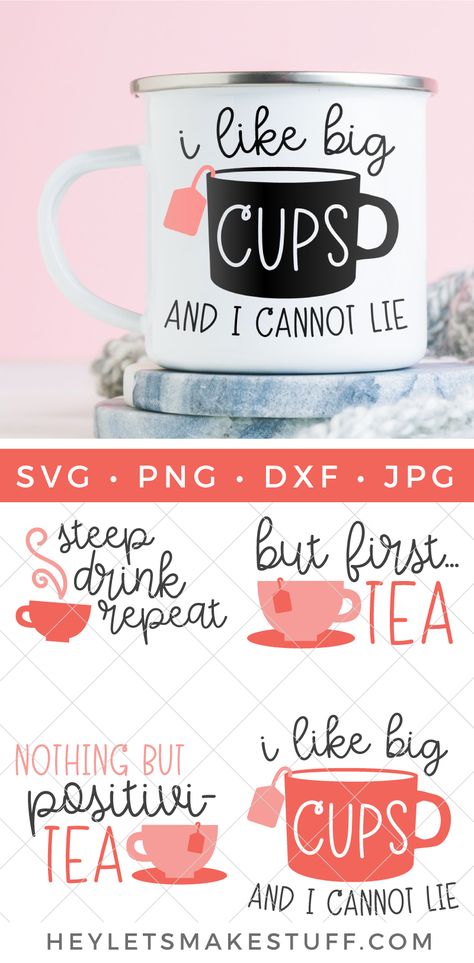 This New Year, resolve to relax and warm up with your favorite tea or hot beverage of choice! Use these Tea SVG files to make a camper style mug for yourself or to share with a friend. Snuggle up with a fun, new cup after a cold, winter day! Cricut Tea Cup Ideas, Tea Svg Files Free, Tea Cup Svg Free, Tea Svg Free, Tea Svg, Tea Cups Diy, Funny Tea Cups, Cricut Templates, Cricut Svg Files Free